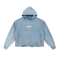 BGTF Blue Vintage Washed Frayed-Hem Hoodie