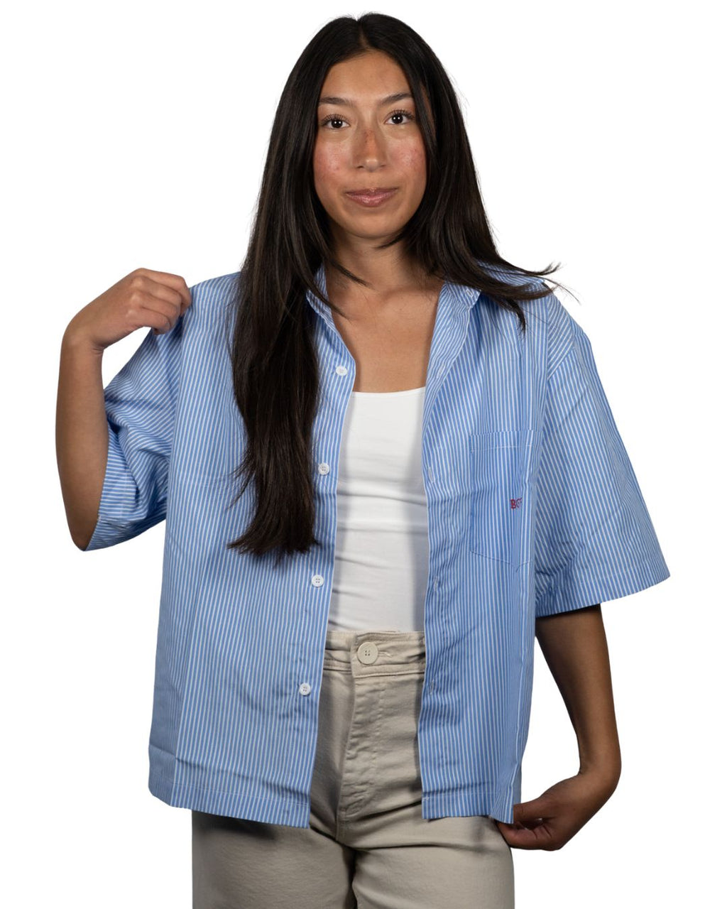 BGTF Oversized Vertical Stripe Boxy Shirt