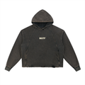 BGTF Black Vintage Washed Frayed-Hem Hoodie